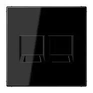 Aanbieding Jung LS 1969-2 WE SW Afdekking (klikbevestiging) voor modular jack 2-voudig UMA-CAT6A, AMP, Radiall, Panduit, Assmann LS range Zwart