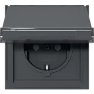 Bestseller Gira 441067 TX_44 Wandcontactdoos met randaarde 16A 250V met klapdeksel en tekstkader Antraciet