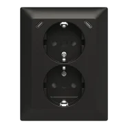Tijdelijk Beschikbaar Busch-Jaeger 202EUJRB2USBC-915 Busch-balance SI Dubbele wandcontactdoos met randaarde USB Safety+ met USB C/C Voor enkele inbouwdoos Zwart mat