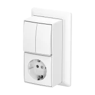 Uitverkoop Busch-Jaeger 2601/5/20 EAPBJ-524-503 Busch-balance AP Combinatieschakelaar met wandcontactdoos met randaarde Safety+ Serie wipschakelaar Alpinwit
