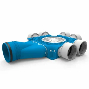 Vent-Axia Uniflexplus ventilatie samengestelde verdeler 6x Ø90mm met horizontale tuit Ø125mm Voordeelprijs