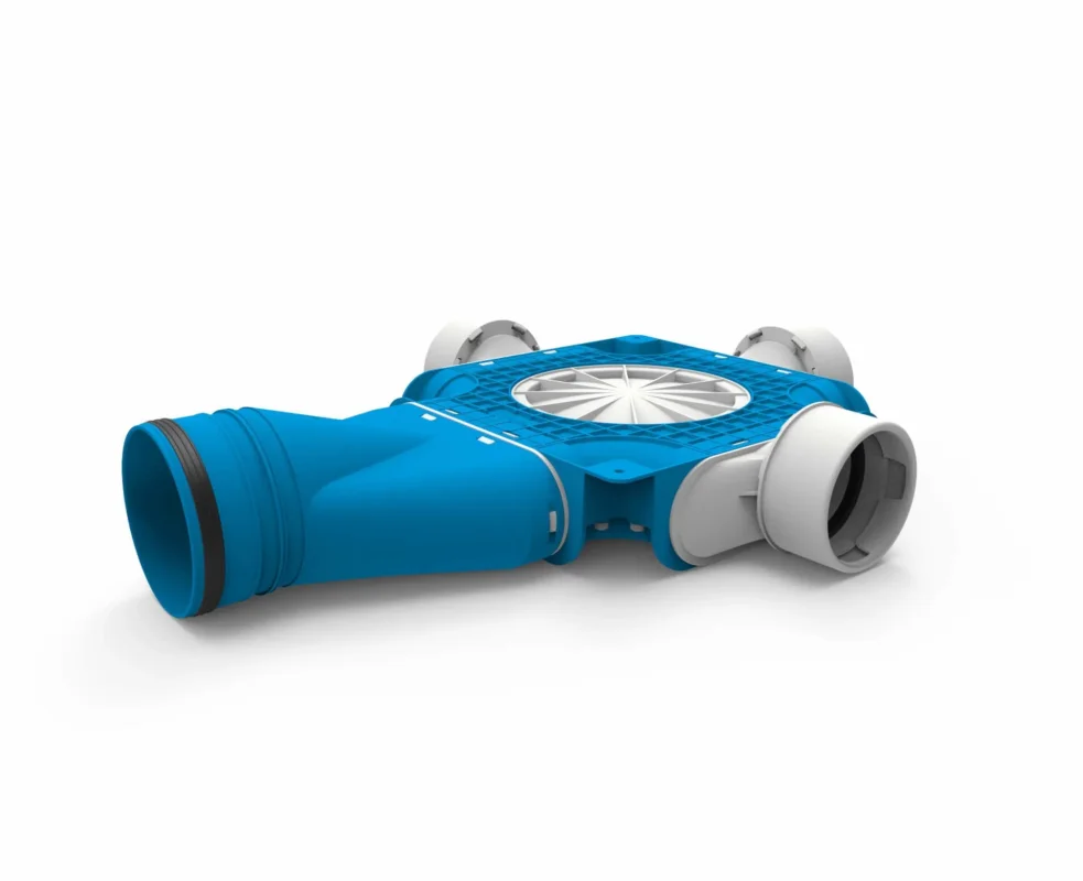 Populair Vent-Axia Uniflexplus ventilatie samengestelde verdeler 3x Ø90mm met horizontale tuit Ø125mm