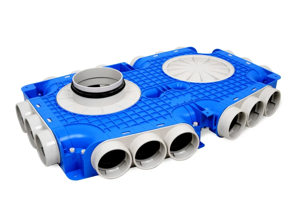 Vent-Axia Uniflexplus ventilatie hoofdverdeelbox 18x Ø69mm met tuit Tuit diameter Ø160mm Finale Uitverkoop