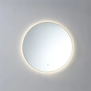 Shop Nu Saniful Ronde badkamerspiegel goud geborsteld met led verlichting in 3 kleuren instelbaar & dimbaar Incl. spiegelverwarming Rond 80 cm
