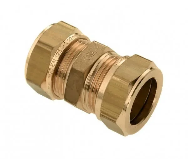Bonfix messing rechte koppeling 2x knel 15mm knel Op = Op