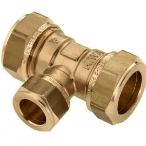 Veilige Betaling Bonfix messing verloop-T-stuk 90 graden 3x knel 22 x 15 x 22 mm