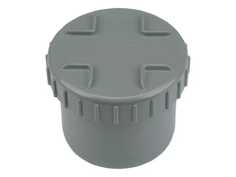 Populair PVC Lijm Eindstuk + Schroefdeksel grijs 50/40