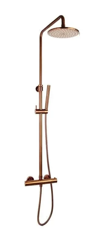 Shop Nu Saniful Doucheset opbouw thermostatisch in hoogte verstelbaar rond 20 cm Brons