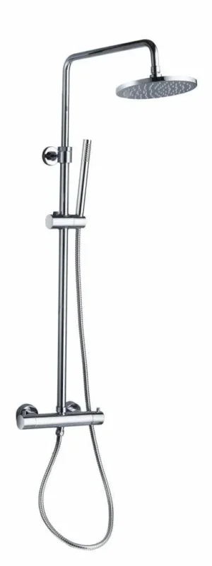 Weekendaanbieding Saniful Doucheset opbouw thermostatisch in hoogte verstelbaar rond 20 cm chroom