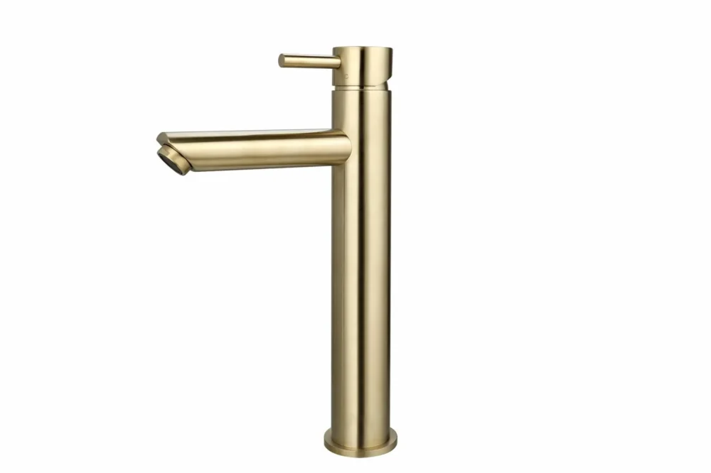 Weekendaanbieding Saniful Wastafelmengkraan Goud Geborsteld opbouw hoog 30cm
