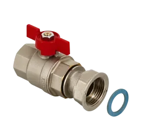 Laatste Versie BONFIX Kogelkraan 1″ wartel x 1″ bi.dr. + rode vlindergreep