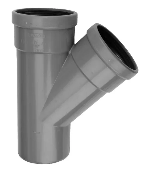 PVC Manchet T-stuk 45° grijs 125 SN4 2M/S Nieuw