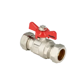 Voordeelprijs BONFIX Kogelkraan 2 x 15 mm knel met vlindergreep