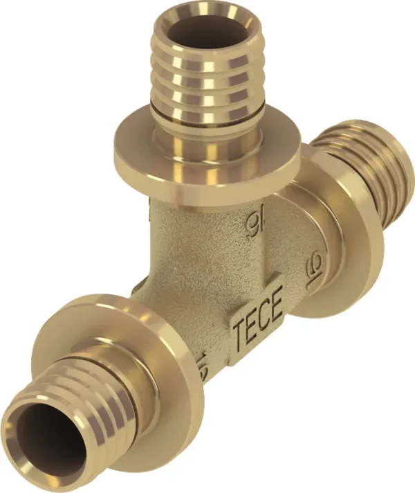 Populair TECEflex T-stuk standaard messing 16 mm x 16 mm x 16 mm