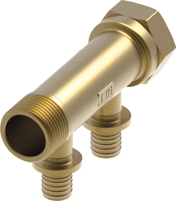 Korting TECEflex sanitairverdeler silicium brons 2 groepen, 16 mm x 3/4″ binnendraad