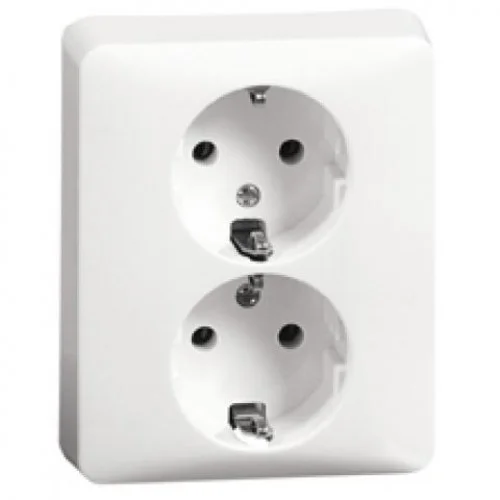 Bestel Nu Peha H80.6512.02 dubbele wandcontactdoos randaarde levend wit