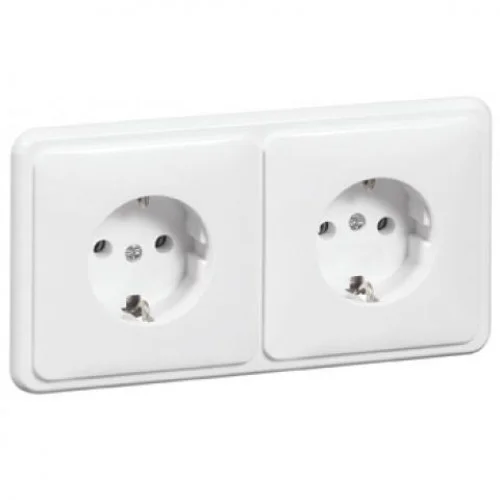Direct Verzonden Peha D80.6512/3.02 dubbele wandcontactdoos randaarde levend wit duo