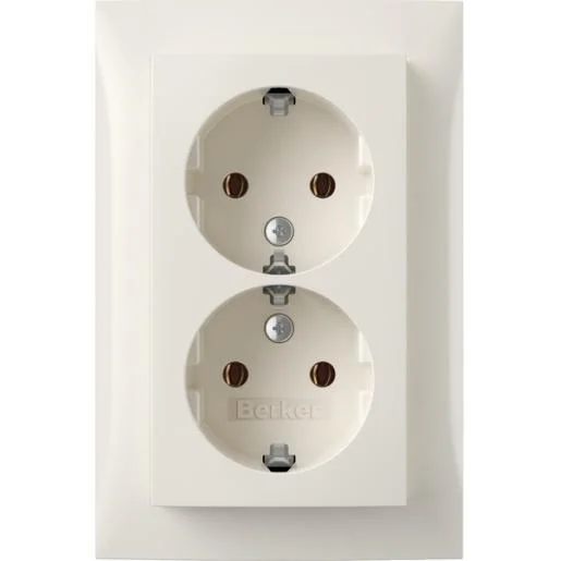 Betrouwbaar Berker 47748989 dubbele wandcontactdoos randaarde polarwit glanzend