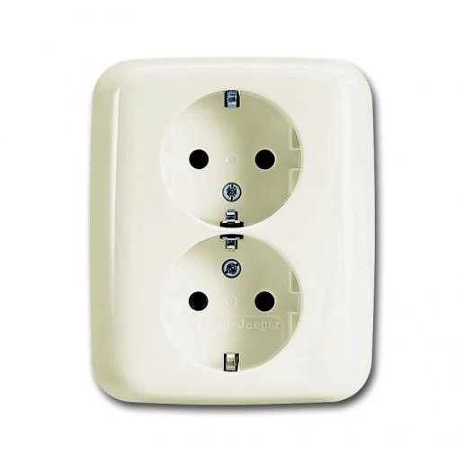 Busch-Jaeger 202 EUJRB-212 wandcontactdoos 2V RA Kinderveilig creme Weekendaanbieding