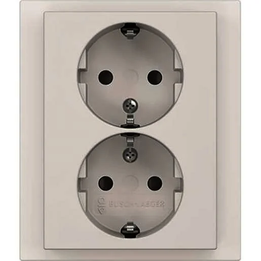 Superprijs Busch-Jaeger 202 EUJRB-884 Dubbele wandcontactdoos randaarde inbouw Studiowit mat