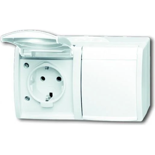 Shop Nu Busch-Jaeger 20/2 EW-54 dubbele wandcontactdoos opbouw waterdicht horizontaal alpin wit