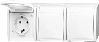 Busch-Jaeger 2300/3 EW-54 drievoudige wandcontactdoos opbouw waterdicht alpin wit Uitverkoop