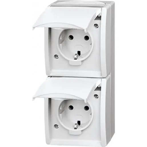Speciale Aanbieding Busch-Jaeger 20-02 EW-54 dubbele wandcontactdoos opbouw waterdicht verticaal