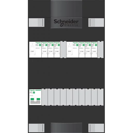Schneider ADV1B206A 6-groepen 2-aardlek 2P 40A hoofdschakelaar 2P 40A Op = Op