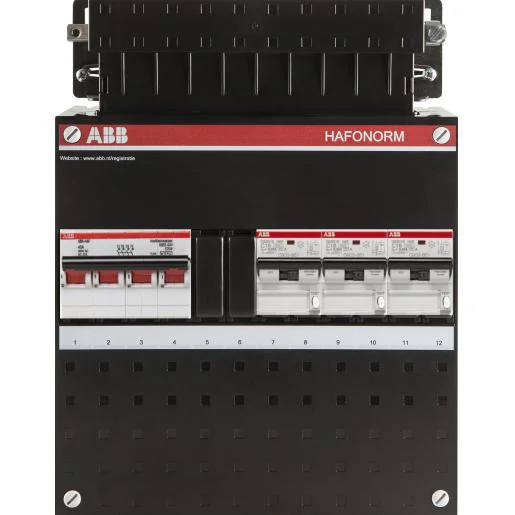 Rechtstreeks Van De Fabrikant ABB Haf HC300/3+H44 kast met 3 aardlekautomaten 16A 30mA en hoofdschakelaar 4P 40A
