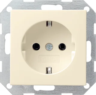 Gira 475501 1-voudige wandcontactdoos randaarde kinderveilig creme glanzend Lage Kosten