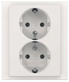 Busch-Jaeger 202 EUJRB-84 Dubbele wandcontactdoos randaarde inbouw Studiowit glanzend Flitsaanbieding