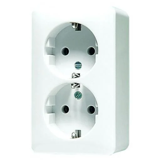 Jung 6020AWW dubbele wandcontactdoos randaarde opbouw alpin wit 230V 16A Bestseller