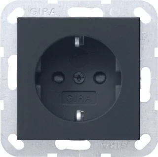 Merkproduct Gira 4755005 1-voudige wandcontactdoos randaarde kinderveilig zwart mat