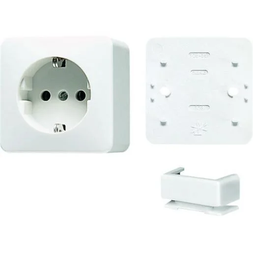 Jung B620AWW wandcontactdoos incl. montageplaat randaarde opbouw alpin wit Beperkt Aanbod