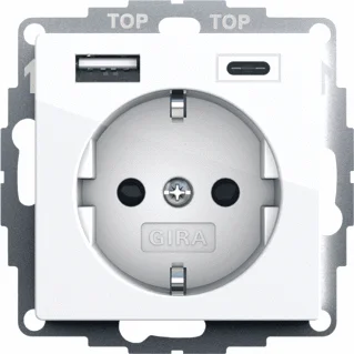 Gira 245903 Systeem 55 wcd ra kinderveilig en USB-A en C voeding Zuiver Wit Glanzend Superprijs