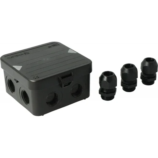 Shop Nu Attema 2280.01 Kabeldoos Zwart AK1-M20 IP65 incl. 3x wartel M20
