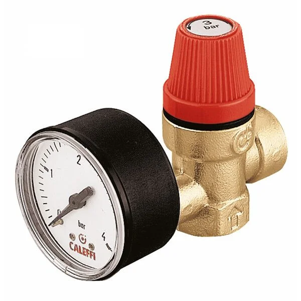 Hete Deal Caleffi 313 overstortventiel 3/4" messing manometer binnendraad