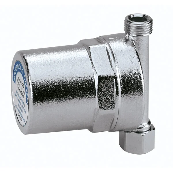 Caleffi Antishock waterslagdemper 2-delig 3/8" x 3/8" messing verchroomd Kiwa Gecertificeerd