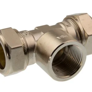 Beste Prijs VSH Super Knel t-stuk binnendraad 22 x 1/2" x 22 messing vernikkeld