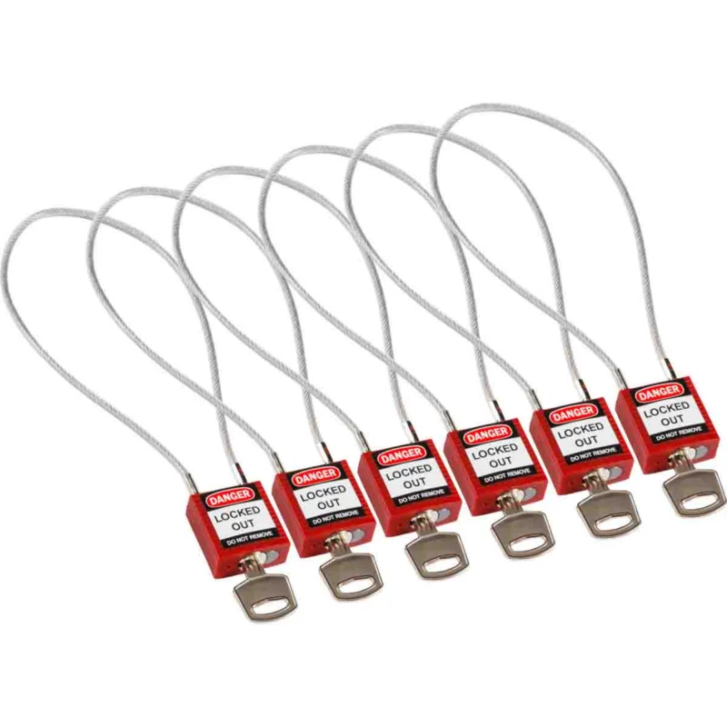 Bestseller Brady - Hangsloten - Veiligheidssloten – compact met kabel - Compact Cable Padlock Red 40cm KA/6PK - 146132 - 86146132
