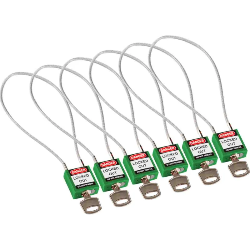 Superprijs Lockout Hangsloten - Compact Cable Padlock Green 40cm KA/6PK
