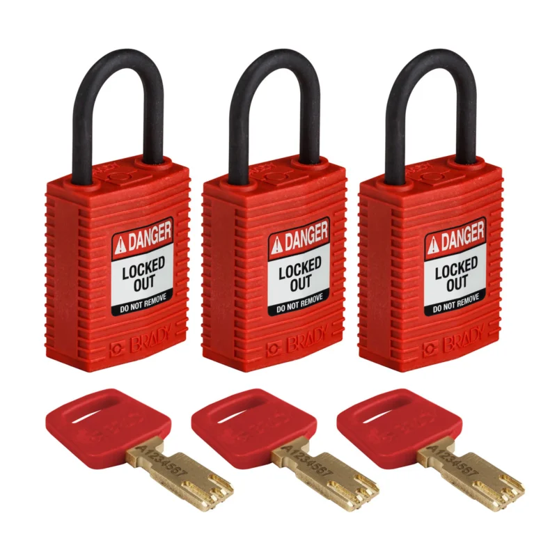 Brady - Hangsloten - SafeKey-hangsloten – compact - CPT-RED-25PL-KA3PK - 150189 - 86150189 Voordeelprijs