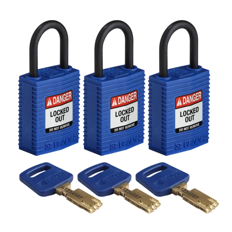 Brady - Hangsloten - SafeKey-hangsloten – compact - CPT-BLU-25PL-KA3PK - 150192 - 86150192 Beperkt Aanbod