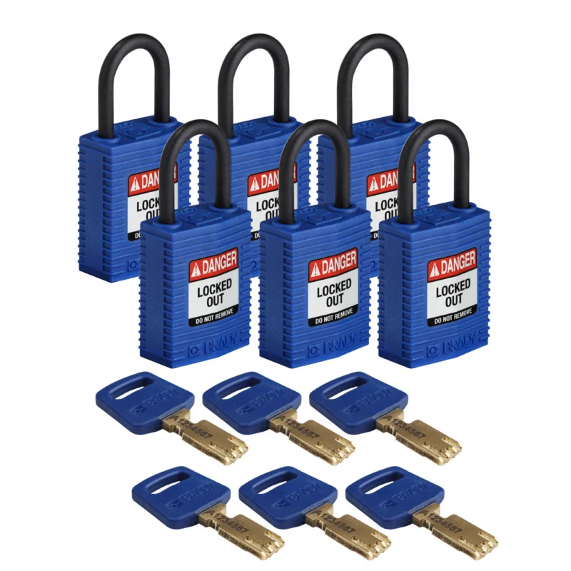 Brady - Hangsloten - SafeKey-hangsloten – compact - CPT-BLU-25PL-KD6PK - 150210 - 86150210 Rechtstreeks Van De Fabrikant