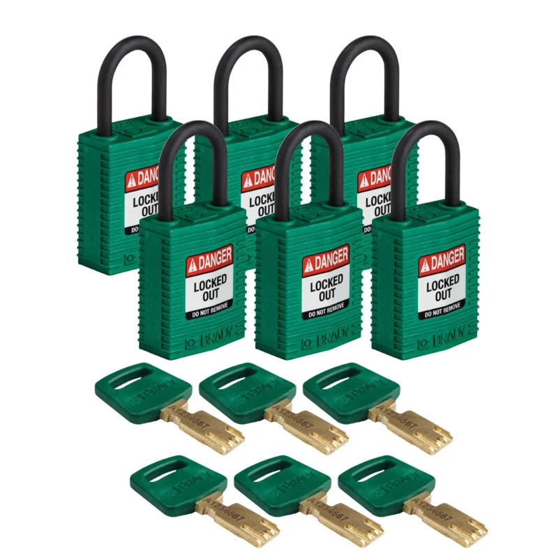 Brady - Hangsloten - SafeKey-hangsloten – compact - CPT-GRN-25PL-KD6PK - 150209 - 86150209 Fabrieksprijs