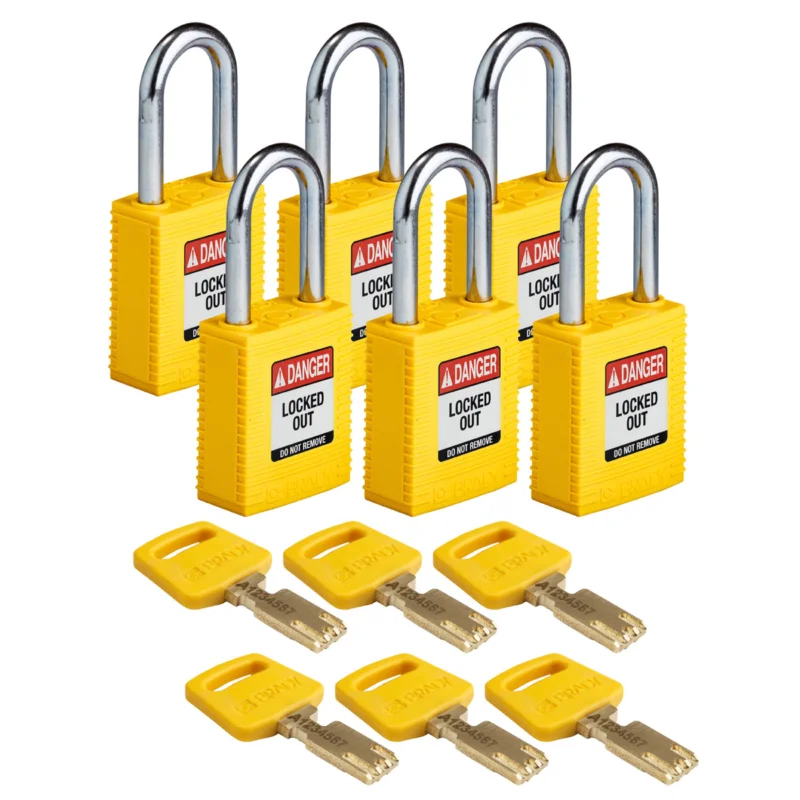 Betaalbaar Brady - Hangsloten - SafeKey-hangsloten – nylon - NYL-YLW-38ST-KD6PK - 150225 - 86150225