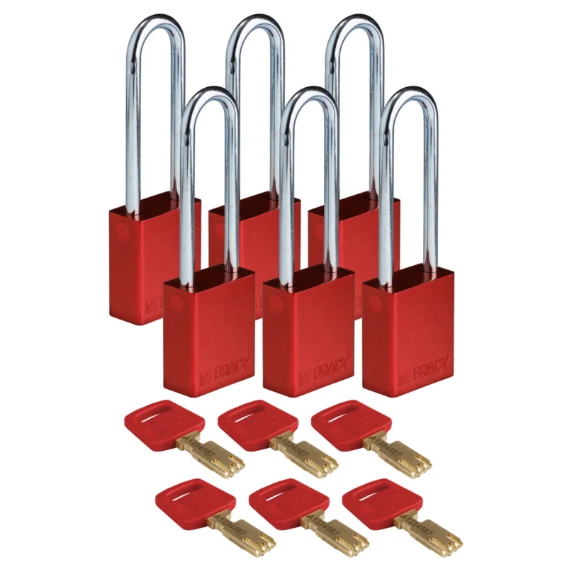 Brady - Hangsloten - SafeKey-hangsloten – aluminium - ALU-RED-76ST-KD6PK - 150323 - 86150323 Korting