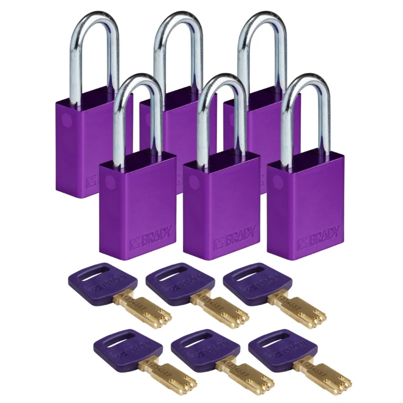 Brady - Hangsloten - SafeKey-hangsloten – aluminium - ALU-PRP-38ST-KD6PK - 150347 - 86150347 Populair