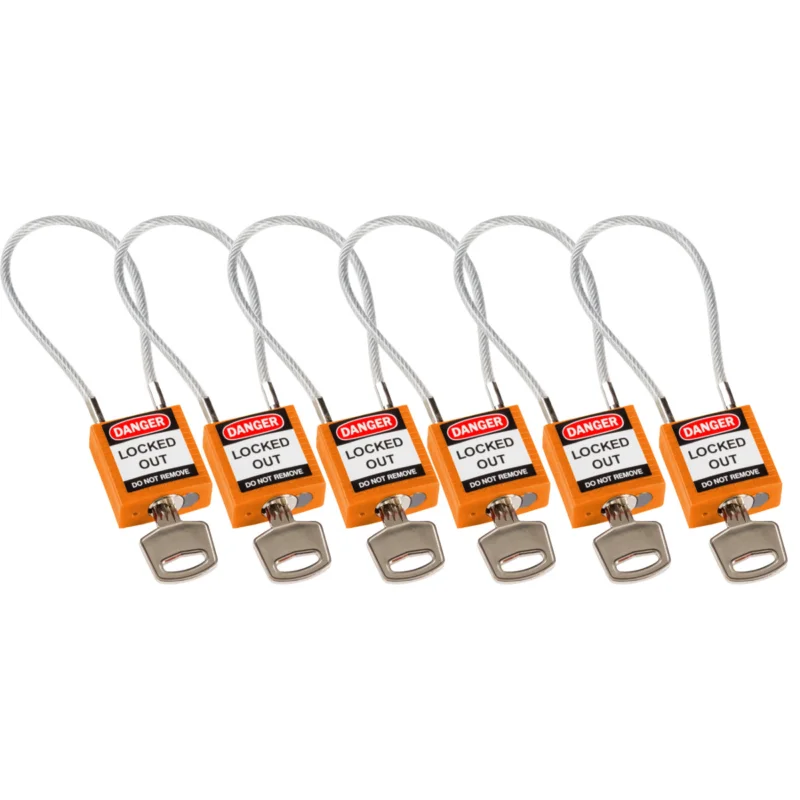 Populair Lockout Hangsloten - COMPACT CABLE PADLOCK ORANGE 20CM KA/6PK