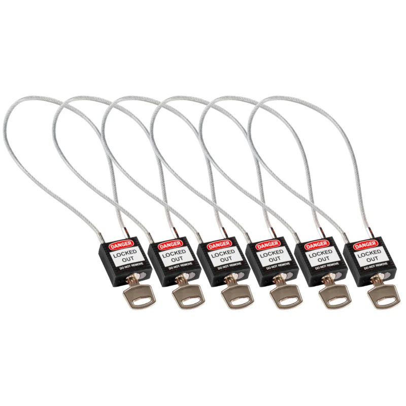 Alleen Vandaag Lockout Hangsloten - Compact Cable Padlock Black 40cm KD/6PK